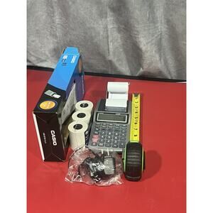 Casio 12 Digits HR-8TM Calculator Printing w/ Power Adapter &3 Rolls Tested